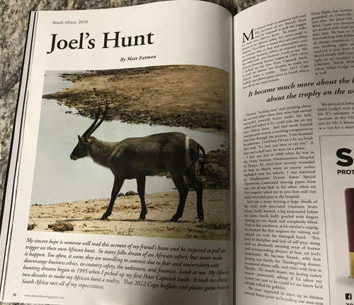 Matt's African Hunting Gazette Article